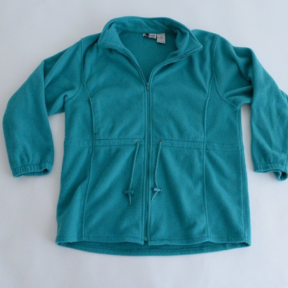 Vintage Outbrook Teal Fleece With Waist String Pull Zip Up Sweater Xl